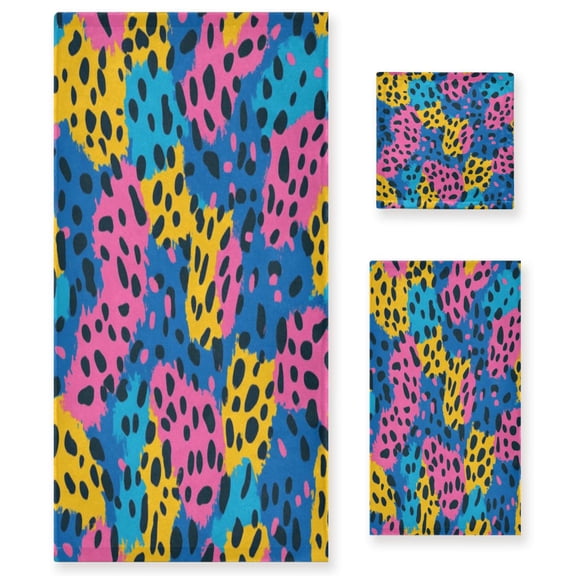 Three-Piece Towel Set Face Towel Towel Set Hand Towel Bath Towel Cotton Bath Towels Bath Towel Sets Hand Bath Towels Colour Leopard Print