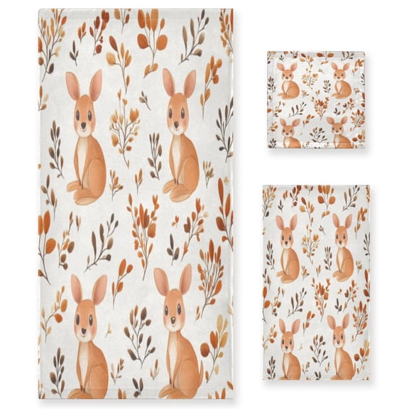 Three-Piece Towel Set Face Towel Towel Set Hand Towel Bath Towel Cotton Bath Towels Bath Towel Sets Hand Bath Towels Cute Cartoon Kangaroo