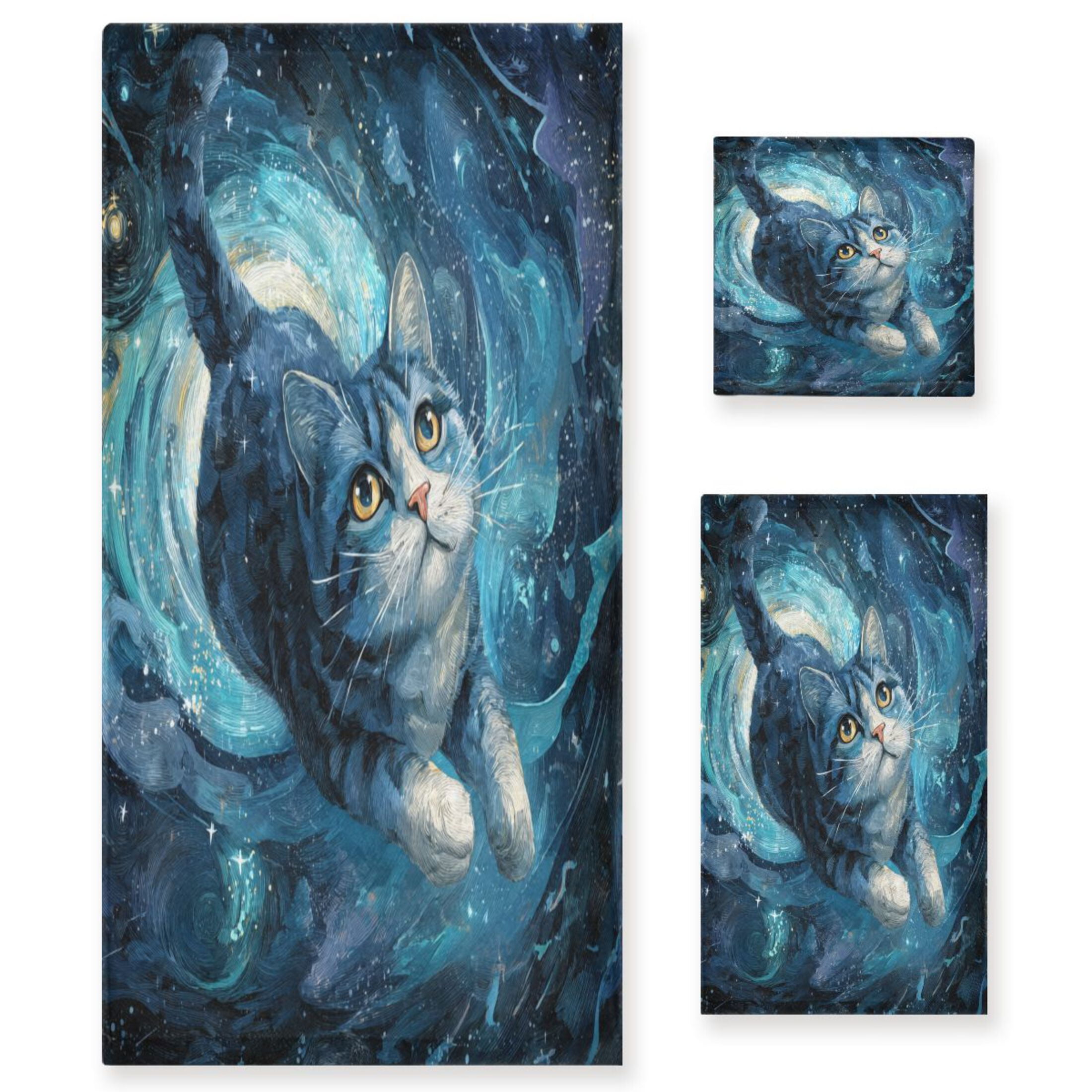 Three-Piece Towel Set Face Towel Towel Set Hand Towel Bath Towel Cotton Bath Towels Bath Towel Sets Hand Bath Towels Cute Cat