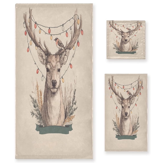 Three-Piece Towel Set Face Towel Towel Set Hand Towel Bath Towel Cotton Bath Towels Bath Towel Sets Hand Bath Towels Cute Deer