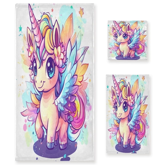Three-Piece Towel Set Face Towel Towel Set Hand Towel Bath Towel Cotton Bath Towels Bath Towel Sets Hand Bath Towels Cute Unicorn