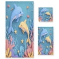 thumbnail image 1 of Three-Piece Towel Set Face Towel Towel Set Hand Towel Bath Towel Cotton Bath Towels Bath Towel Sets Hand Bath Towels Dolphins, 1 of 8