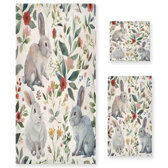 Three-Piece Towel Set Face Towel Towel Set Hand Towel Bath Towel Cotton Bath Towels Bath Towel Sets Hand Bath Towels Gray Rabbit