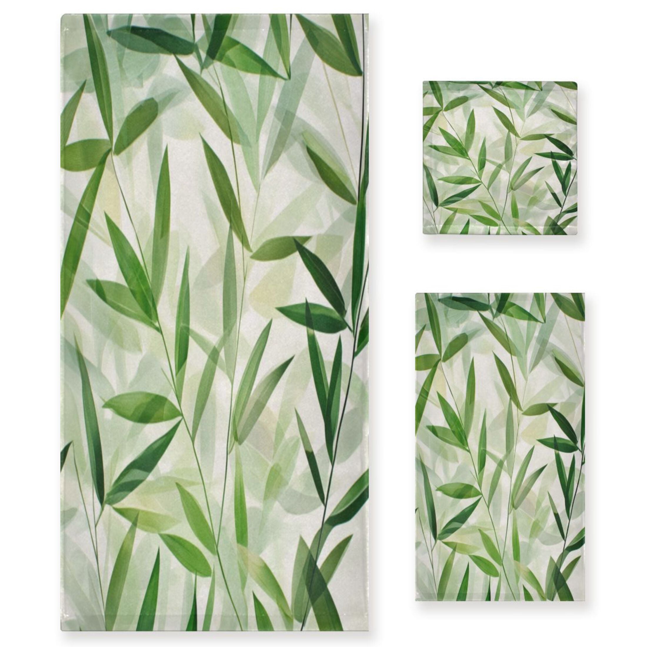Three-Piece Towel Set Face Towel Towel Set Hand Towel Bath Towel Cotton Bath Towels Bath Towel Sets Hand Bath Towels Green Bamboo Leaves