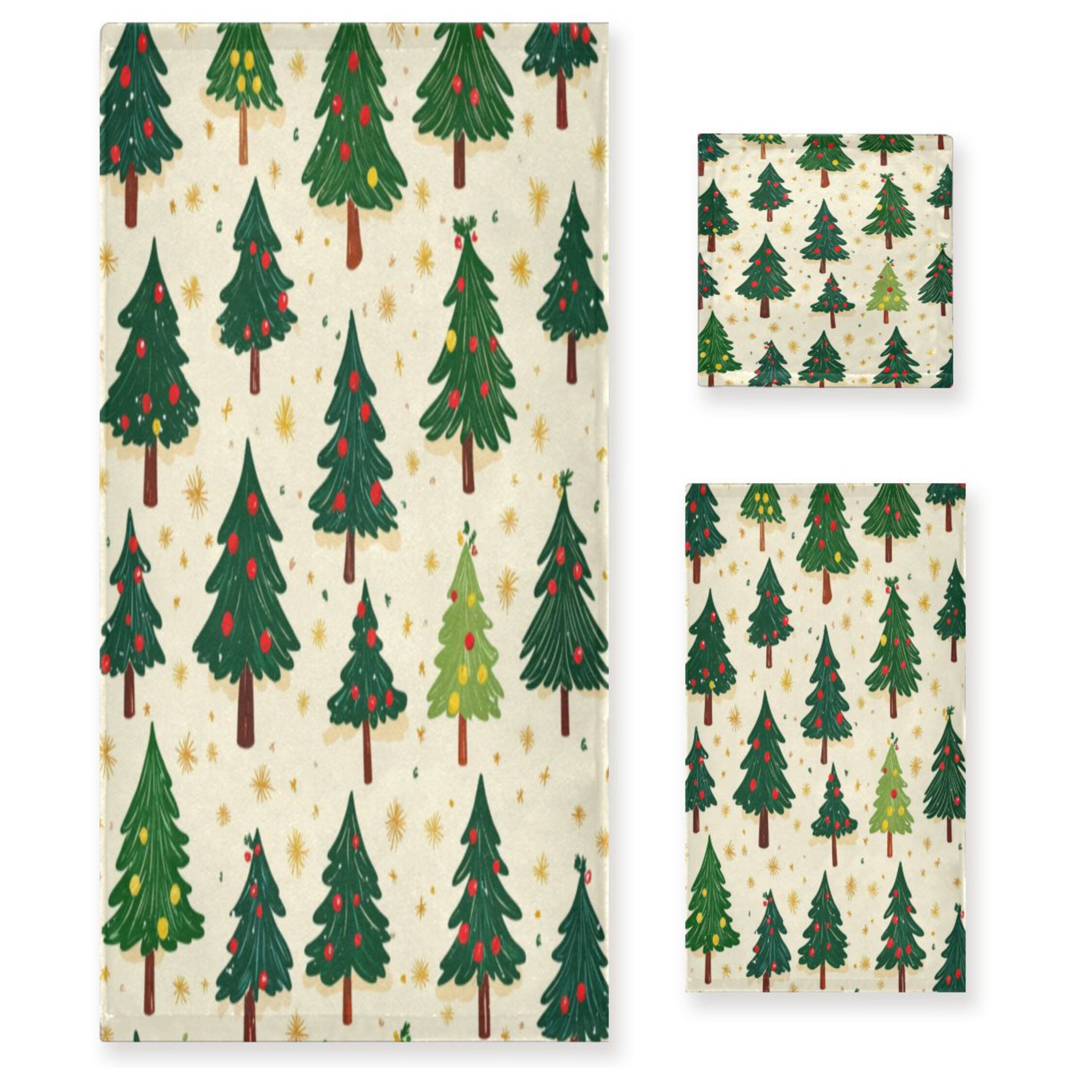 Three-Piece Towel Set Face Towel Towel Set Hand Towel Bath Towel Cotton Bath Towels Bath Towel Sets Hand Bath Towels Green Christmas Tree