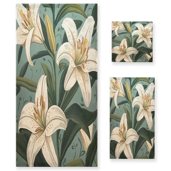 Three-Piece Towel Set Face Towel Towel Set Hand Towel Bath Towel Cotton Bath Towels Bath Towel Sets Hand Bath Towels Lovely Lilies