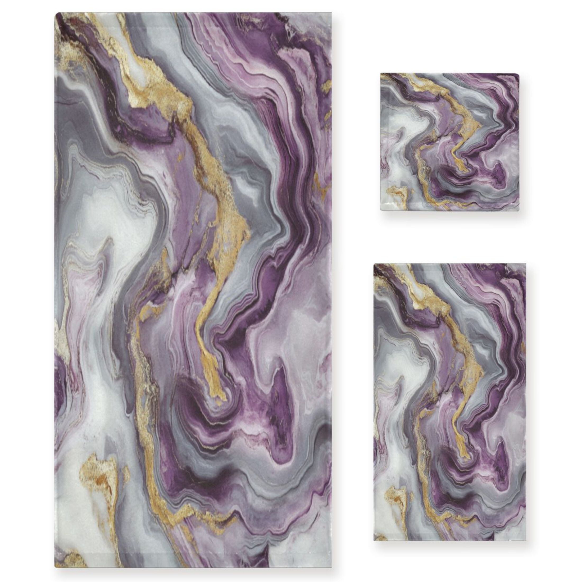Three-Piece Towel Set Face Towel Towel Set Hand Towel Bath Towel Cotton Bath Towels Bath Towel Sets Hand Bath Towels Purple Marble