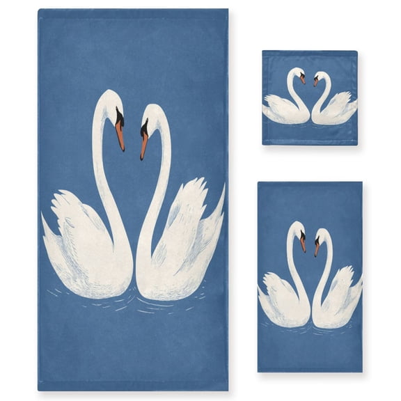 Three-Piece Towel Set Face Towel Towel Set Hand Towel Bath Towel Cotton Bath Towels Bath Towel Sets Hand Bath Towels Two Swans in Love