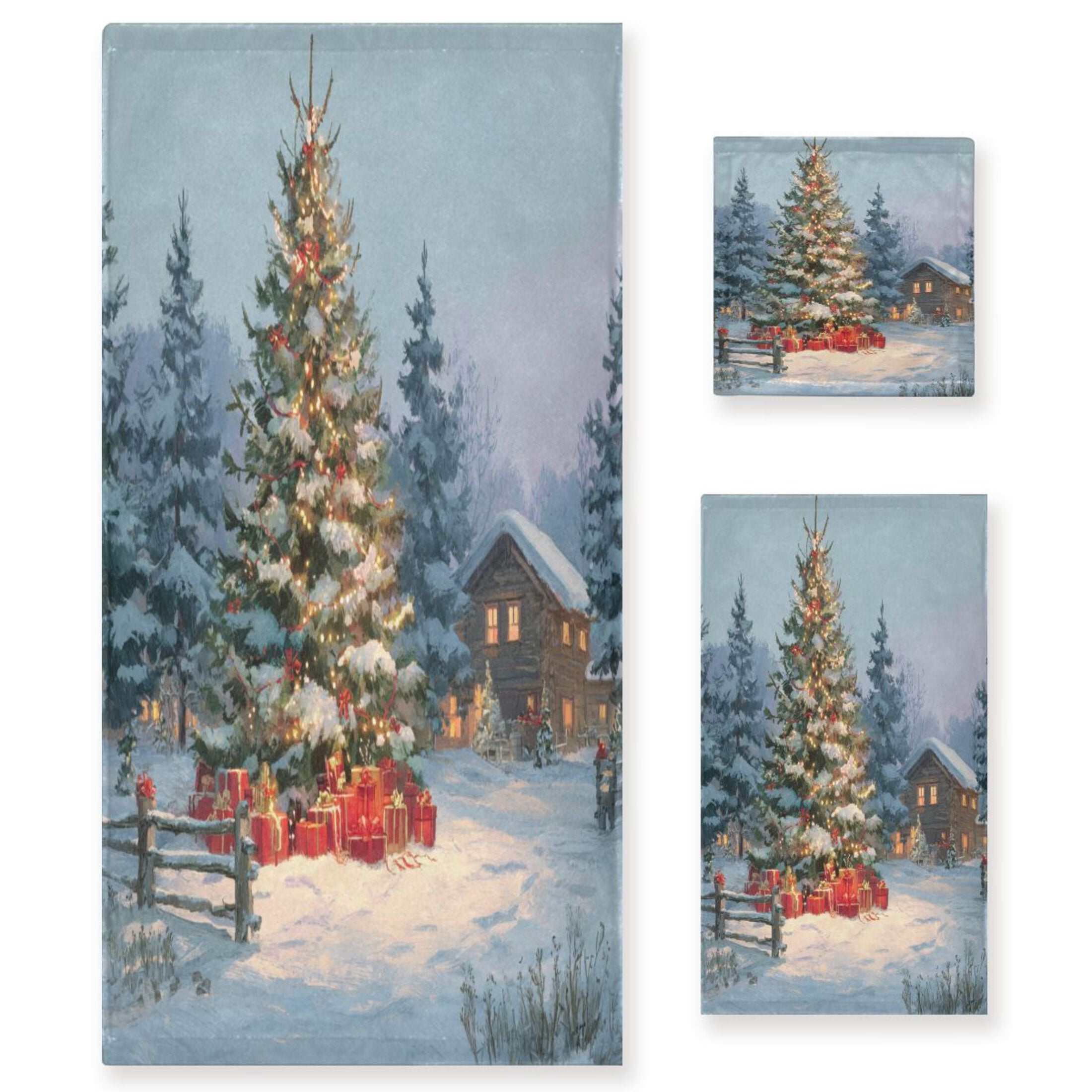 Three-Piece Towel Set Face Towel Towel Set Hand Towel Bath Towel Cotton Bath Towels Bath Towel Sets Hand Bath Towels Warm Christmas Tree