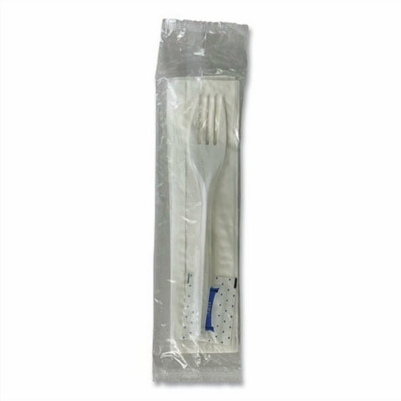 Three-Piece Utensil Set, Fork/Napkin/Salt Packet, White, 500/Carton | Bundle of 2 Cartons