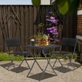 thumbnail image 1 of Three Pieces Folding Table and Chair Patio Outdoor Conversation Bistro Set by PE Rattan for Outdoor Courtyards Poolside Gardens (Black), 1 of 18