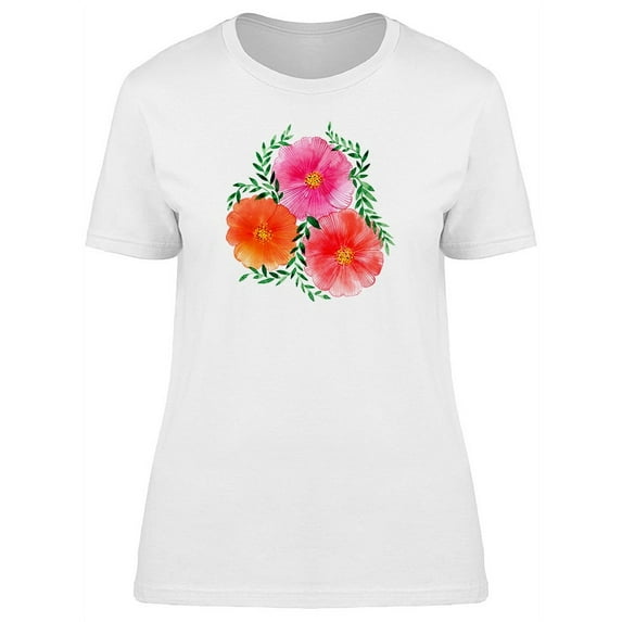Three Pink Flowers T-Shirt Women -Image by Shutterstock, Female Large