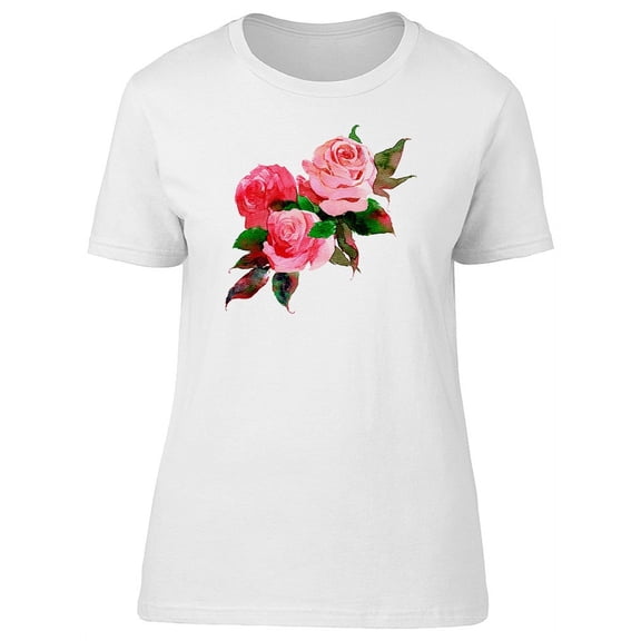 Three Pink Watercolor Rose Tee Women's -Image by Shutterstock