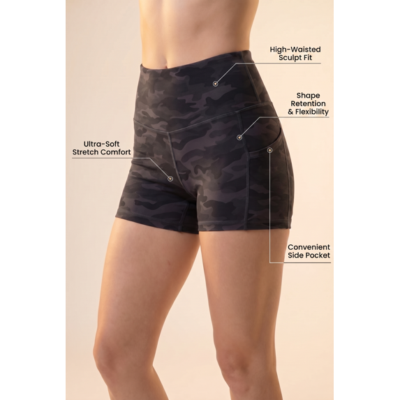 Women’s Three Pocket Basic Active Shorts, Moisture Wicking Comfortable Wear