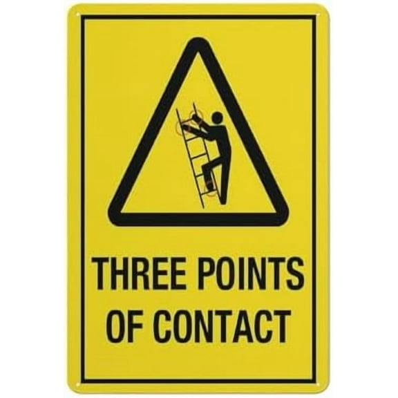 Three Points Of Contact 12 X 8 Inch Metal Sign, Rustproof Aluminum, Multicolor