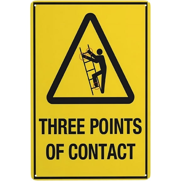Three Points of Contact Sign - 8"x12" Vintage Metal Warning Sign, Stair Safety Decor for Home Farm Bar Coffee Shop Club Workplace