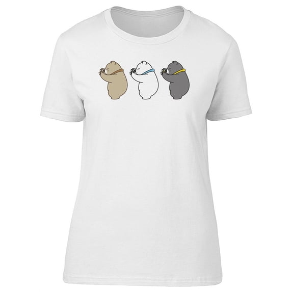 Three Polar Bears Taking Photos Tee Women's -Image by Shutterstock
