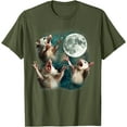 thumbnail image 1 of Three Possum Moon 3 Opossum Funny Weird Meme Unisex T-Shirt for Men Women Kids Toddler,Military Green Color,Size YM, 1 of 5