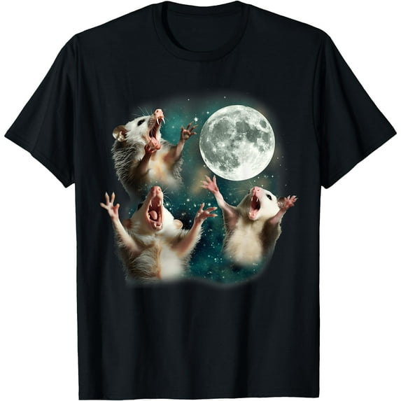 Three Possum Moon 3 Opossum Funny Weird Meme Unisex T-Shirt for Men Women Kids Toddler