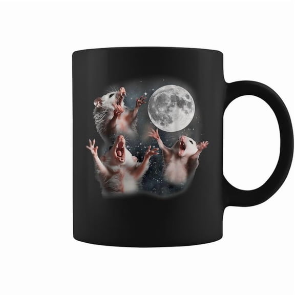 Three Possums Moon 3 Head Opposum Weird Meme Coffee Mugs
