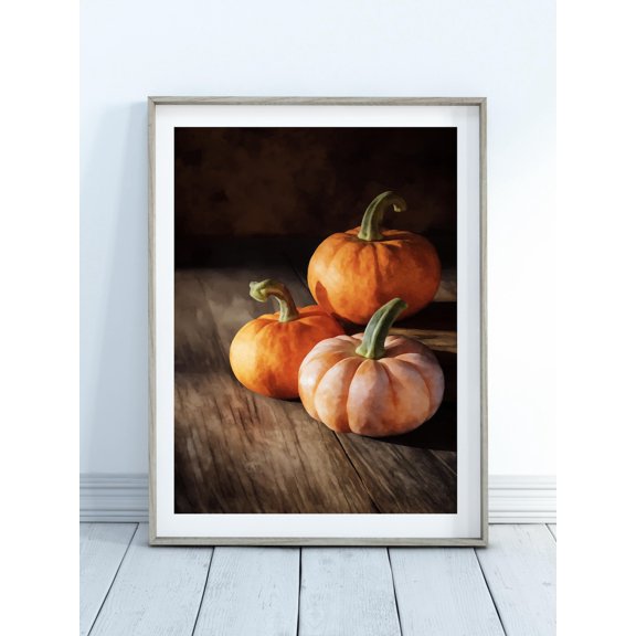 Three Pumpkins Watercolourrustic Decor Kitchen Prints Rustic Print Halloween Home Decor Dark Decor Fall Print Autumn Print Kitchen Art, Unframed Paper Print