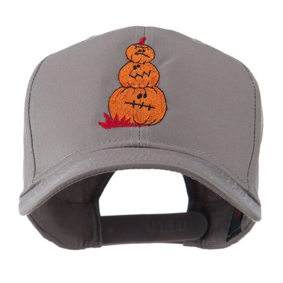Three Pumpkins with Funny Smile Embroidered Cap - Grey OSFM