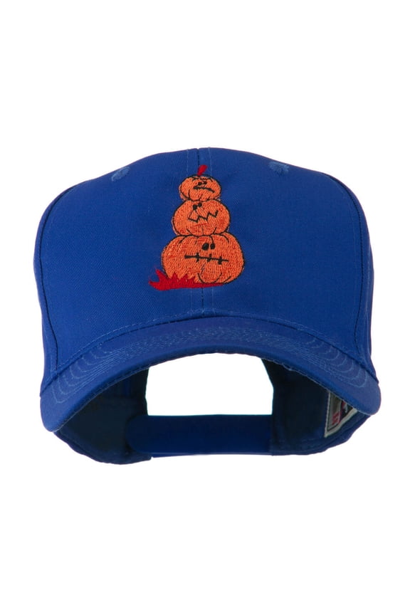 Three Pumpkins with Funny Smile Embroidered Cap - Royal OSFM