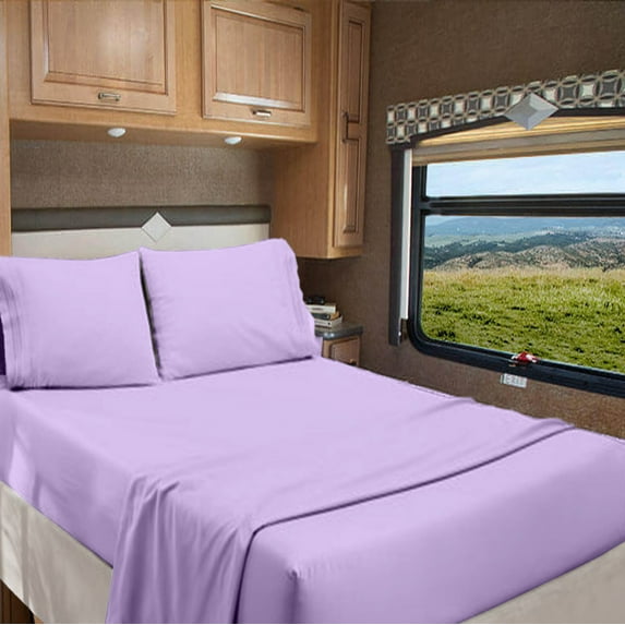 Three Quarter 48" X 75" | 1000-TC Egyptian Cotton Sheet Set 10 inch Deep Pockets - Made for RV - Lilac Color