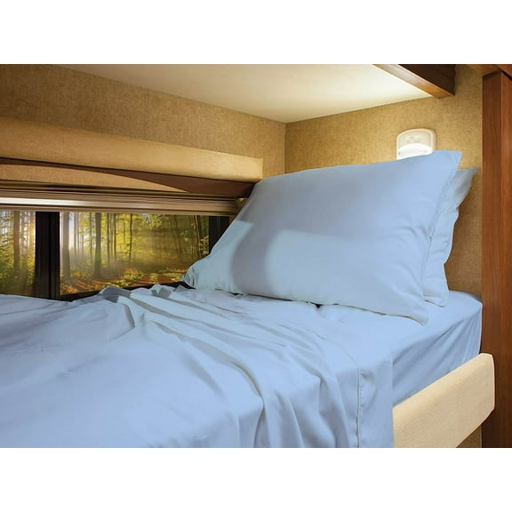 Three Quarter 48" X 75" Sheet Set 400 Thread-Count 100% Egyptian Cotton 12-Inch Deep Pockets - Made for RV - Light Blue Color
