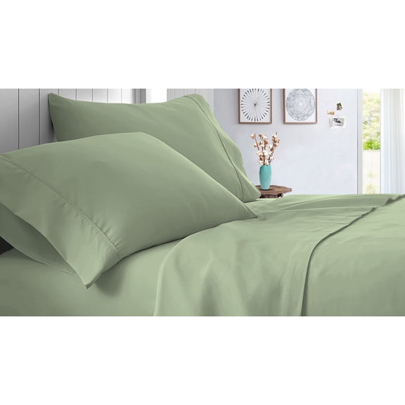 Three Quarter Size 800 Thread Count Sheet Set Solid - 4 Piece - Hotel Quality Super Soft Bed Sheets- 30" Deep Pockets Easy Fit - Breathable & Cooling Sheets ( Moss)