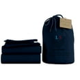 thumbnail image 1 of Three Quarter Size Organic Cotton Sheet Set- 600-Thread-Count 100% Organic - 10" Deep Pockets 600TC Organic Sheets - Navy Blue, 1 of 1