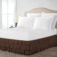 thumbnail image 1 of Three Quarter Size Tailored Drop Multi Ruffled Solid Bed Skirt with Adjustable Elastic Belt Microfiber Fabric Fade & Wrinkle Resistant Bed Frame Cover Easy to Fit & Care (28 Inch Drop, Chocolate), 1 of 4