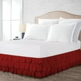 thumbnail image 1 of Three Quarter Size Tailored Drop Multi Ruffled Solid Bed Skirt with Adjustable Elastic Belt Microfiber Fabric Fade & Wrinkle Resistant Bed Frame Cover Easy to Fit & Care (15 Inch Drop, Burgundy), 1 of 4