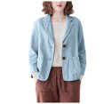 thumbnail image 1 of Three Quarter Sleeve Cotton And Linen Small Suit Short Coat Autumn New Women's Thin Linen Small Cardigan Top For Women, 1 of 7
