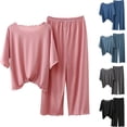 thumbnail image 1 of Three Quarter Sleeve Pajama Set Comfortable Pants Home Wear Relaxed Fit, 1 of 9