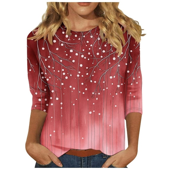 Three Quarter Sleeve Tops Crew Neck Tops for Women Cute Tops for Women Going Out Womens Shirts