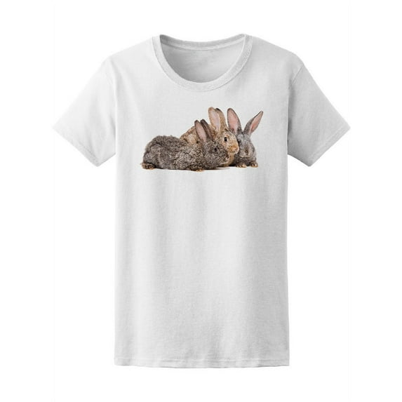 Three Rabbits Hanging Out T-Shirt Women -Image by Shutterstock, Female Medium
