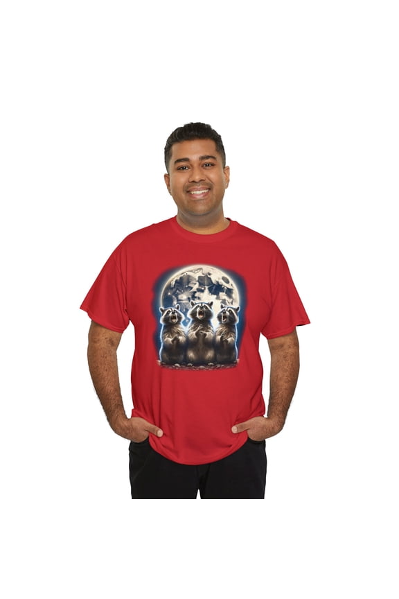 Three Raccoon Moon | 3 Raccoon Funny Weird Cursed Meme Unisex Cotton Tee