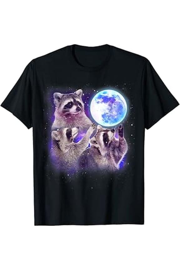 Three Raccoon Moon Funny 3 Wolves Parody Racoon Space Galaxy T-Shirt