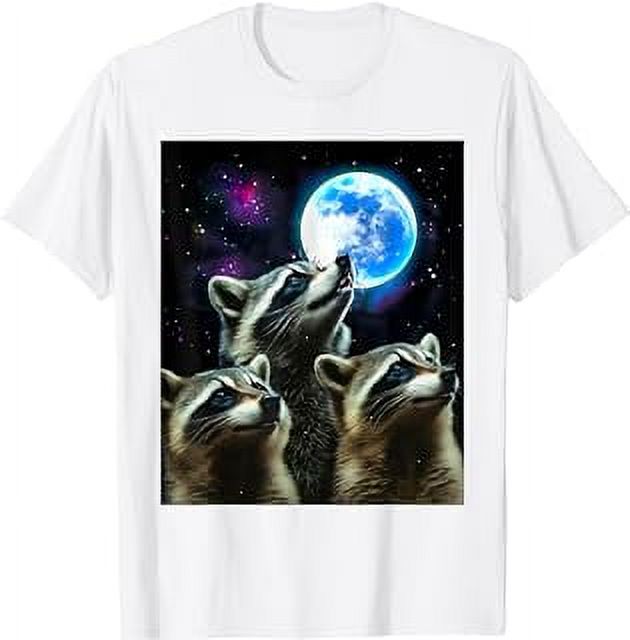 Three Raccoons Howling at the Moon Funny Raccoon Trash Panda T-Shirt
