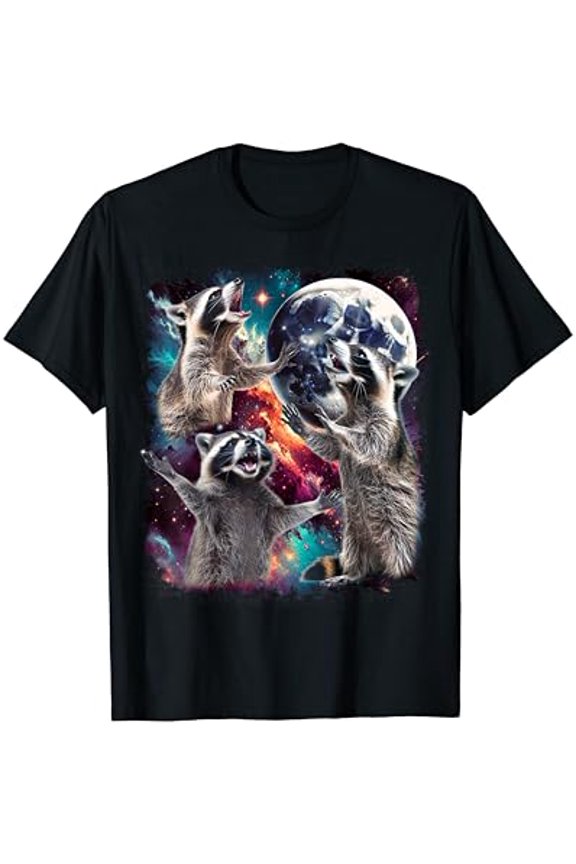 Three Racoon Moon | 3 Racoon Moon Funny Cursed Meme T-Shirt