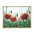 thumbnail image 1 of Three Red Bright Poppy Flowers On A Green Meadow 40 in x 30 in Framed Painting Canvas Art Print, by Designart, 1 of 5