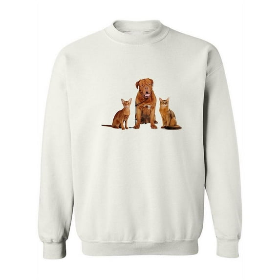 Three Red Colored Pets Sweatshirt Women -Image by Shutterstock, Female Small