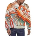thumbnail image 1 of Three Red Lobsters Artwork Men's Stand Collar Sweater Long Sleeve Clothing Loose Fit Sports Sweater, 1 of 8