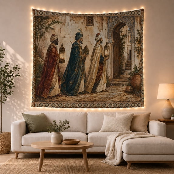 Three Regal Figures With Often Identified As Three, Mystical Fantasy for Space Lovers, Galaxy Room Decor, Housewarming Gift, Tapestry Wall Hanging for Bedroom and Dorm