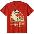 thumbnail image 1 of Three Rex 3rd Birthday Shirt Third Dinosaur 3 Year Old Unisex T-Shirt for Men Women Kids,Red Color,Size 3T, 1 of 5