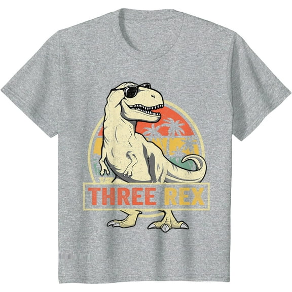Three Rex 3rd Birthday Shirt Third Dinosaur 3 Year Old Unisex T-Shirt for Men Women Kids