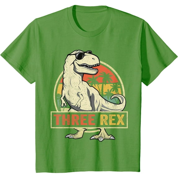 Three Rex 3rd Birthday Shirt Third Dinosaur 3 Year Old Unisex T-Shirt for Men Women Kids