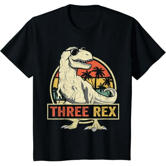 Three Rex Birthday Shirt – Funny Dinosaur Tee for 3 Year Old Boys or Girls