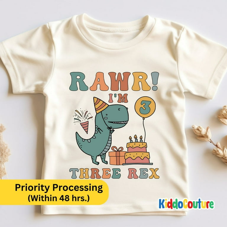 Three Rex Birthday Shirt, Retro 3Rd Birthday Gift Shirt, Dinosaur